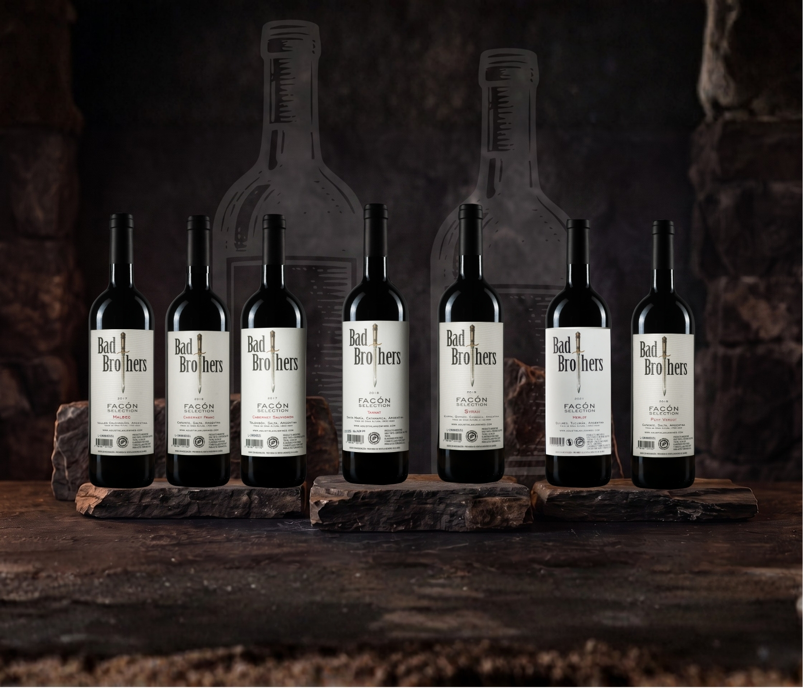 Línea de botellas Bad Brothers Facón de la bodega